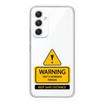 Manitoba Samsung Galaxy A55 Uyumlu Warning Tasarımlı Şeffaf Telefon Kılıfı, Çok Renkli