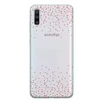 Manitoba Samsung Galaxy A70 ile Uyumlu Baskılı Yumuşak Silikon Şeffaf Telefon Kılıfı, Kırmızı Kalp Desen
