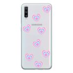 Manitoba Samsung Galaxy A70 ile Uyumlu Baskılı Yumuşak Silikon Şeffaf Telefon Kılıfı, Renkli Kalp Deseni