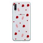 Manitoba Samsung Galaxy A70 ile Uyumlu Baskılı Yumuşak Silikon Şeffaf Telefon Kılıfı, Uğur Böceği ve Kalp Deseni