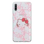 Manitoba Samsung Galaxy A70 ile Uyumlu Hello Kitty Tasarımlı Baskılı Şeffaf Telefon Kılıfı