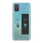 Manitoba Samsung Galaxy A71 ile Uyumlu Baskılı Yumuşak Silikon Şeffaf Telefon Kılıfı, AM/PM Desen