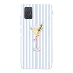 Manitoba Samsung Galaxy A71 ile Uyumlu Baskılı Yumuşak Silikon Şeffaf Telefon Kılıfı, Martini Deseni
