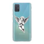 Manitoba Samsung Galaxy A71 ile Uyumlu Baskılı Yumuşak Silikon Şeffaf Telefon Kılıfı, Melek Deseni