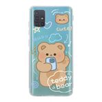 Manitoba Samsung Galaxy A71 ile Uyumlu Baskılı Yumuşak Silikon Şeffaf Telefon Kılıfı, Teddy Bear Desen