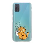 Manitoba Samsung Galaxy A71 ile Uyumlu Garfield Tasarımlı Baskılı Şeffaf Telefon Kılıfı