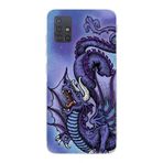 Manitoba Samsung Galaxy A71 Uyumlu Baskılı Yumuşak Silikon Şeffaf Telefon Kılıfı, Mor Desen