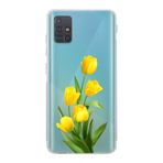 Manitoba Samsung Galaxy A71 Uyumlu Baskılı Yumuşak Silikon Şeffaf Telefon Kılıfı, Sarı Çiçek Desen