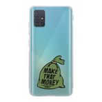 Manitoba Samsung Galaxy A71 Uyumlu Make That Money Tasarımlı Şeffaf Telefon Kılıfı, Çok Renkli