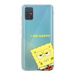 Manitoba Samsung Galaxy A71 Uyumlu SpongeBob Tasarımlı Şeffaf Telefon Kılıfı, Silikon, Çok Renkli