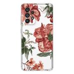 Manitoba Samsung Galaxy A72 ile Uyumlu Baskılı Yumuşak Silikon Şeffaf Telefon Kılıfı, Çiçek Desen