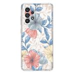 Manitoba Samsung Galaxy A72 ile Uyumlu Baskılı Yumuşak Silikon Şeffaf Telefon Kılıfı, Çiçek Deseni