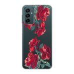 Manitoba Samsung Galaxy M13/M23 Uyumlu Baskılı Yumuşak Silikon Şeffaf Telefon Kılıfı, Kırmızı Çiçek Deseni