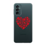 Manitoba Samsung Galaxy M13/M23 Uyumlu Baskılı Yumuşak Silikon Şeffaf Telefon Kılıfı, Kırmızı Kalp Deseni