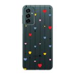 Manitoba Samsung Galaxy M13/M23 Uyumlu Baskılı Yumuşak Silikon Şeffaf Telefon Kılıfı, Renkli Kalp Deseni