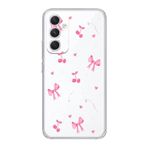 Manitoba Samsung Galaxy M14 ile Uyumlu Baskılı Yumuşak Silikon Şeffaf Telefon Kılıfı, Kiraz ve Kalp Deseni