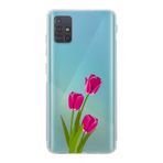Manitoba Samsung Galaxy M31S ile Uyumlu Baskılı Yumuşak Silikon Şeffaf Telefon Kılıfı, Çiçek Desen