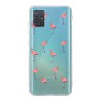 Manitoba Samsung Galaxy M31S ile Uyumlu Baskılı Yumuşak Silikon Şeffaf Telefon Kılıfı, Flamingo Desen