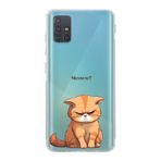 Manitoba Samsung Galaxy M31S ile Uyumlu Baskılı Yumuşak Silikon Şeffaf Telefon Kılıfı, Kedi Deseni