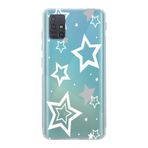Manitoba Samsung Galaxy M31S ile Uyumlu Baskılı Yumuşak Silikon Şeffaf Telefon Kılıfı, Yıldız Deseni