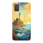 Manitoba Samsung Galaxy M31S ile Uyumlu Deniz Feneri Tasarımlı Şeffaf Telefon Kılıfı, Çok Renkli