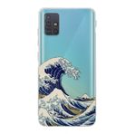 Manitoba Samsung Galaxy M31S ile Uyumlu Kanagawa Dalgası Tasarımlı Şeffaf Telefon Kılıfı, Çok Renkli