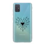 Manitoba Samsung Galaxy M31S ile Uyumlu Örümcek Ağı Kalp Tasarımlı Şeffaf Telefon Kılıfı