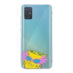 Manitoba Samsung Galaxy M31S ile Uyumlu SpongeBob Tasarımlı Şeffaf Telefon Kılıfı, Silikon, Çok Renkli