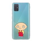 Manitoba Samsung Galaxy M31S ile Uyumlu Stewie Griffin Tasarımlı Şeffaf Telefon Kılıfı, Silikon, Çok Renkli
