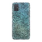 Manitoba Samsung Galaxy M31S ile Uyumlu Zebra Leopar Desen Baskılı Şeffaf Silikon Telefon Kılıfı, Turkuaz