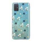 Manitoba Samsung Galaxy M31S Uyumlu Baskılı Yumuşak Silikon Şeffaf Telefon Kılıfı, Çiçek Desen, Turkuaz