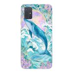 Manitoba Samsung Galaxy M31S Uyumlu Baskılı Yumuşak Silikon Şeffaf Telefon Kılıfı, Mavi Balina Deseni