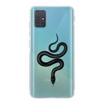 Manitoba Samsung Galaxy M31S Uyumlu Baskılı Yumuşak Silikon Şeffaf Telefon Kılıfı, Mavi, Yılan Deseni