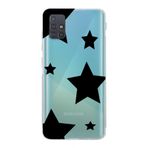 Manitoba Samsung Galaxy M31S Uyumlu Baskılı Yumuşak Silikon Şeffaf Telefon Kılıfı, Yıldız Desen, Turkuaz