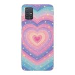 Manitoba Samsung Galaxy M31S Uyumlu Baskılı Yumuşak Silikon Telefon Kılıfı, Gökkuşağı Kalp Desen