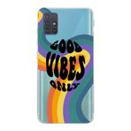 Manitoba Samsung Galaxy M31S Uyumlu Good Vibes Only Tasarımlı Şeffaf Telefon Kılıfı, Çok Renkli