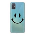 Manitoba Samsung Galaxy M31S Uyumlu Gülen Yüz Tasarımlı Şeffaf Telefon Kılıfı, Çok Renkli