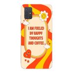 Manitoba Samsung Galaxy M31S Uyumlu Happy And Coffee Tasarımlı Şeffaf Telefon Kılıfı, Çok Renkli