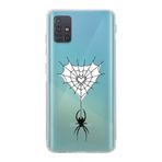 Manitoba Samsung Galaxy M31S Uyumlu Kalp Örümcek Ağı Tasarımlı Şeffaf Telefon Kılıfı, Çok Renkli