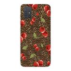Manitoba Samsung Galaxy M31S Uyumlu Leopar ve Kiraz Tasarımlı Baskılı Şeffaf Telefon Kılıfı