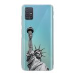 Manitoba Samsung Galaxy M31S Uyumlu Özgürlük Heykeli Tasarımlı Baskılı Şeffaf Telefon Kılıfı