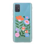 Manitoba Samsung Galaxy M31S Uyumlu Sanatsal Çiçek Tasarımlı Baskılı Şeffaf Telefon Kılıfı