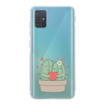 Manitoba Samsung Galaxy M31S Uyumlu Sevimli Kaktüsler Tasarımlı Şeffaf Telefon Kılıfı, Çok Renkli