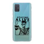 Manitoba Samsung Galaxy M31S Uyumlu Staying Alive Tasarımlı Şeffaf Telefon Kılıfı, Silikon, Çok Renkli