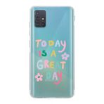 Manitoba Samsung Galaxy M31S Uyumlu Today Is A Great Day Tasarımlı Şeffaf Telefon Kılıfı, Çok Renkli