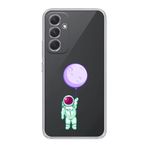 Manitoba Samsung Galaxy M34 5G ile Uyumlu Astronot Tasarımlı Baskılı Şeffaf Telefon Kılıfı