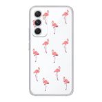 Manitoba Samsung Galaxy M34 5G ile Uyumlu Baskılı Yumuşak Silikon Şeffaf Telefon Kılıfı, Flamingo Deseni