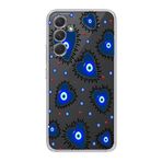 Manitoba Samsung Galaxy M34 5G ile Uyumlu Nazar Kalpler Tasarımlı Baskılı Şeffaf Telefon Kılıfı