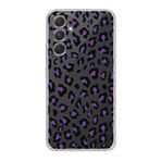 Manitoba Samsung Galaxy M34 Uyumlu Baskılı Yumuşak Silikon Şeffaf Telefon Kılıfı, Mor Leopar Desen
