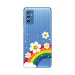 Manitoba Samsung Galaxy M52 ile Uyumlu Baskılı Yumuşak Silikon Şeffaf Telefon Kılıfı, Gökkuşağı ve Çiçek Deseni